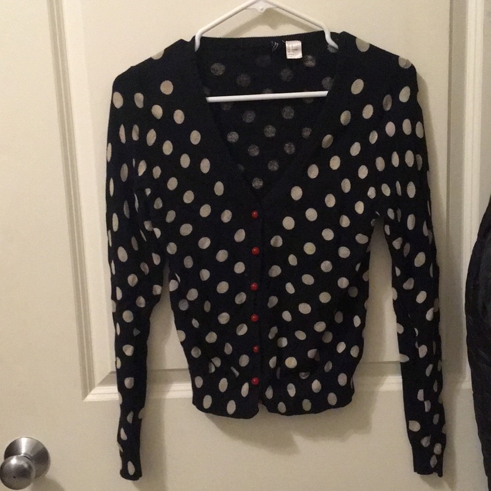 Polka Dot Cardigan with Customized Red buttons
